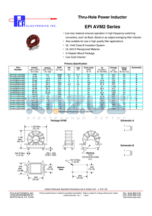 EPI101402AVM2 datasheet - Thru-Hole Power Inductor