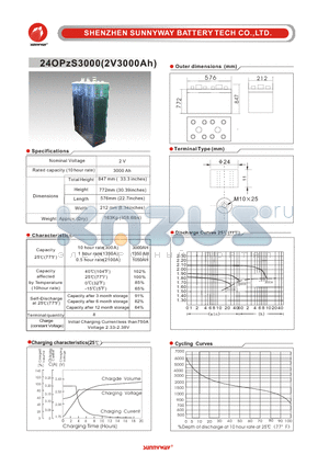 24OPZS3000 datasheet - OPZS stationary flooded battery