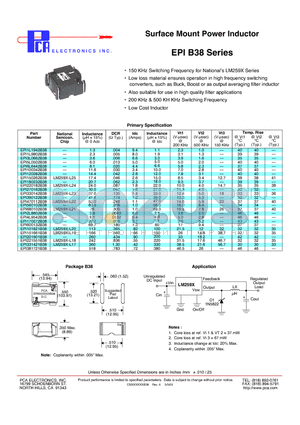 EPI101821B38 datasheet - Surface Mount Power Inductor