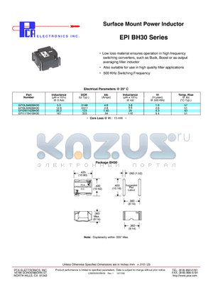 EPI111941BH30 datasheet - Surface Mount Power Inductor