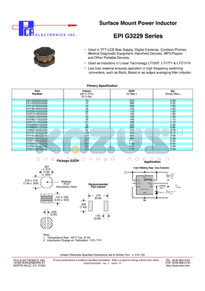 EPI120202G3229 datasheet - Surface Mount Power Inductor