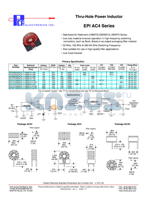 EPI101302AC4 datasheet - Thru-Hole Power Inductor