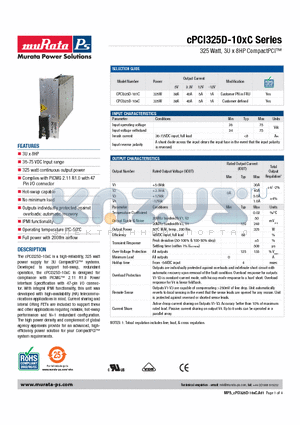 CPCI325D-101C datasheet - 325 Watt, 3U x 8HP CompactPCI