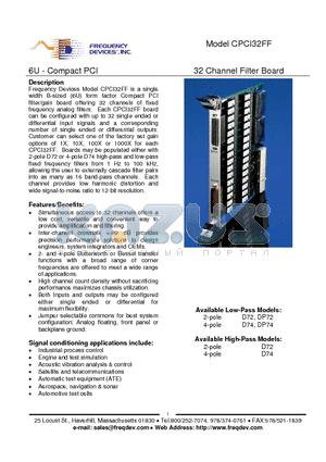 CPCI32FF-D32D-10X datasheet - 32 Channel Filter Board