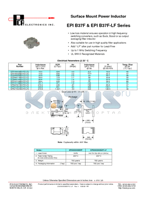 EPI150322B37F-LF datasheet - Surface Mount Power Inductor