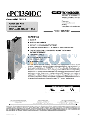 CPCI350DC datasheet - Compact PCI SERIES