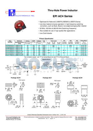 EPI151202AC4 datasheet - Thru-Hole Power Inductor