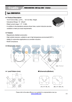 CDRH15D78 datasheet - POWER INDUCTORS