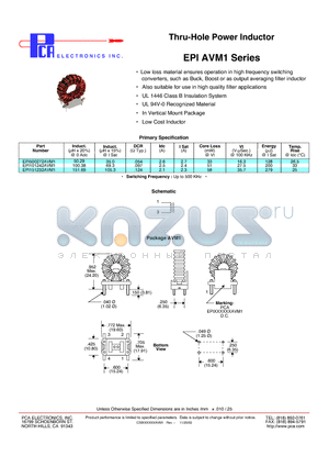 EPI151232AVM1 datasheet - Thru-Hole Power Inductor