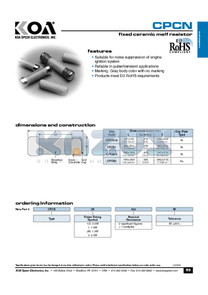 CPCN1502M datasheet - fixed ceramic melf resistor