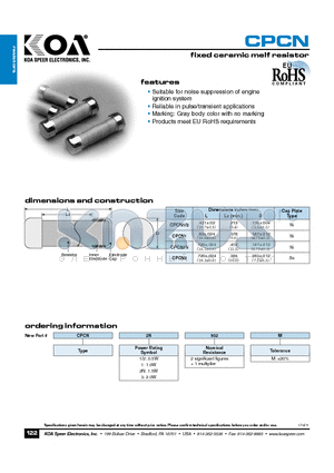 CPCN3502M datasheet - fixed ceramic melf resistor