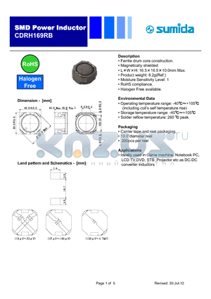 CDRH169RB datasheet - SMD Power Inductor