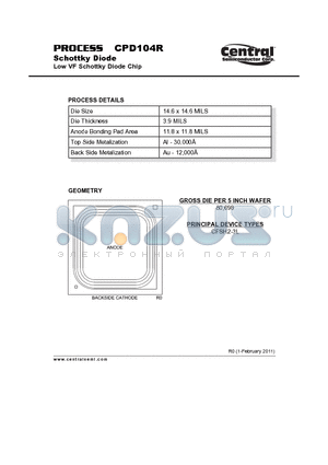 CPD104R datasheet - Schottky Diode Low VF Schottky Diode Chip