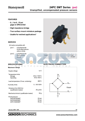 24PC0350DSMT datasheet - Unamplified, uncompensated pressure sensors