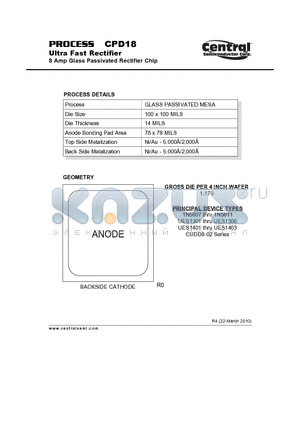 CPD18_10 datasheet - Ultra Fast Rectifier 8 Amp Glass Passivated Rectifier Chip