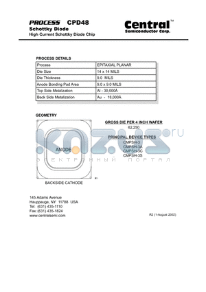 CPD48 datasheet - Schottky Diode High Current Schottky Diode Chip