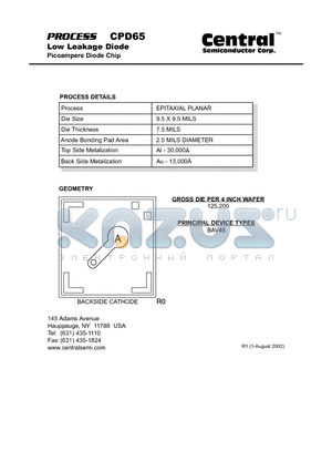 CPD65 datasheet - Low Leakage Diode Picoampere Diode Chip