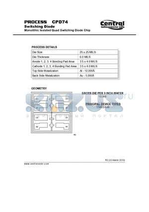 CPD74_10 datasheet - Switching Diode Monolithic Isolated Quad Switching Diode Chip