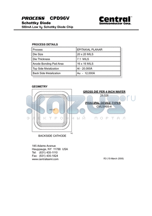 CPD96V datasheet - Schottky Diode 500mA Low VF Schottky Diode Chip