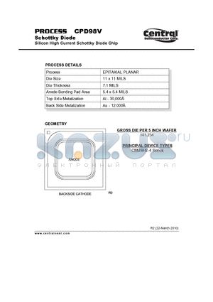 CPD98V_10 datasheet - Schottky Diode Silicon High Current Schottky Diode Chip