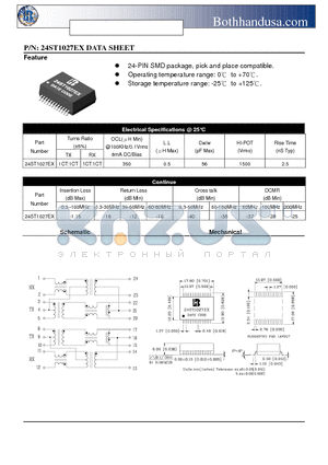 24ST1027EX datasheet - 1000 BASE -T MAGNETICS MODULES