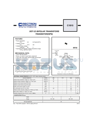 C1815 datasheet - SOT-23 BIPOLAR TRANSISTORS TRANSISTOR(NPN)