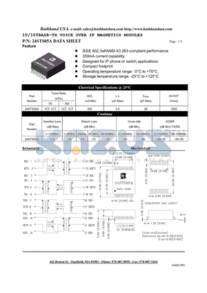 24STS05A datasheet - 10/100BASE-TX VOICE OVER IP MAGNETICS MODULES