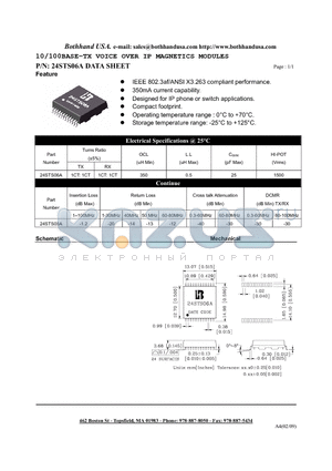 24STS06A datasheet - 10/100BASE-TX VOICE OVER IP MAGNETICS MODULES