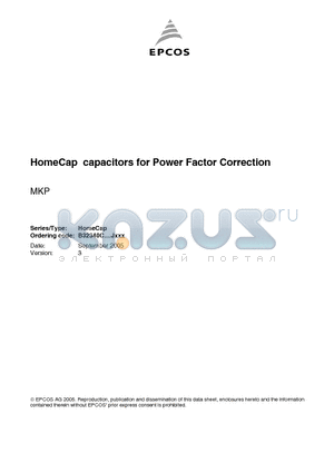 B32340C4256J000 datasheet - HomeCap capacitors for Power Factor Correction