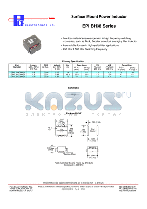 EPI1L3123BH38 datasheet - Surface Mount Power Inductor