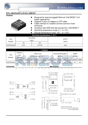 24STS1267A datasheet - 10/100 BASE-T MAGNETICS MODULES