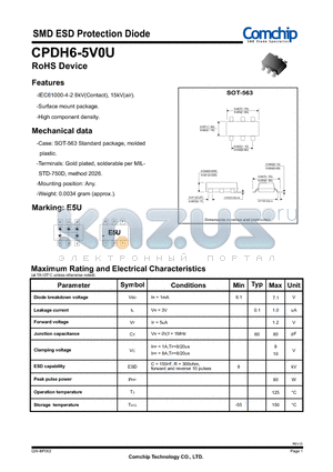 CPDH6-5V0U datasheet - SMD ESD Protection Diode