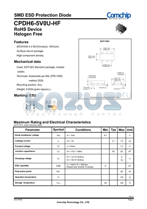 CPDH6-5V0U-HF datasheet - SMD ESD Protection Diode