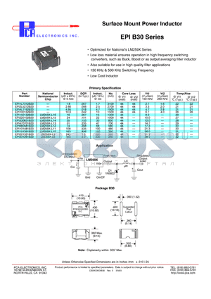 EPI2L5272B30 datasheet - Surface Mount Power Inductor