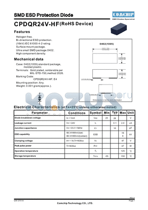 CPDQR24V-HF datasheet - SMD ESD Protection Diode