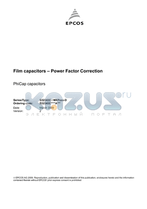 B32343C4051A080 datasheet - Film capacitors - Power Factor Correction