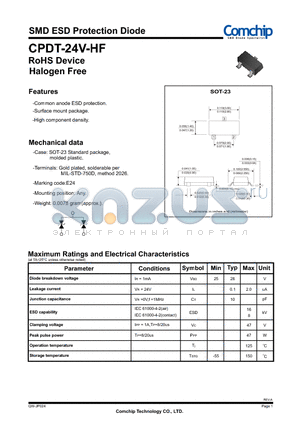 CPDT-24V-HF datasheet - SMD ESD Protection Diode