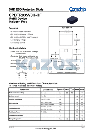 CPDTR035V0H-HF datasheet - SMD ESD Protection Diode