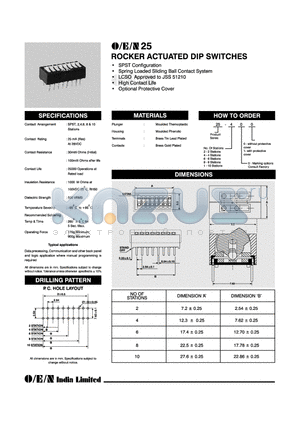 25-200 datasheet - ROCKER ACTUATED DIP SWITCHES