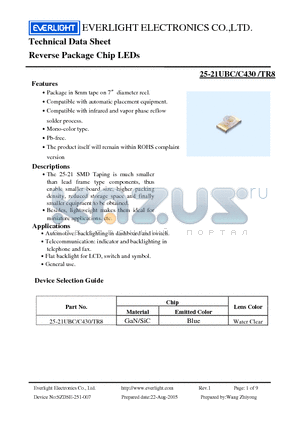25-21UBC datasheet - Chip LEDs