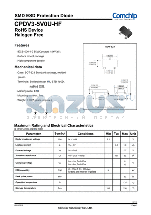 CPDV3-5V0U-HF datasheet - SMD ESD Protection Diode