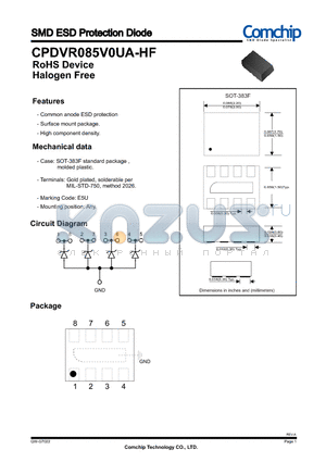 CPDVR085V0UA-HF datasheet - SMD ESD Protection Diode