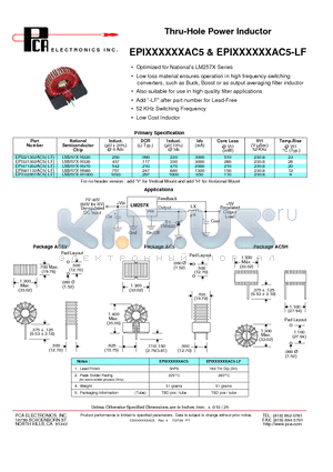 EPI471202AC5 datasheet - Thru-Hole Power Inductor