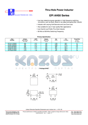 EPI471901AH50 datasheet - Thru-Hole Power Inductor