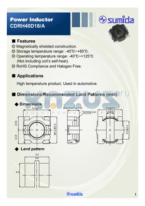 CDRH40D18ANP-330N datasheet - Power Inductor