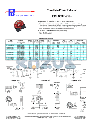 EPI680352AC3 datasheet - Thru-Hole Power Inductor