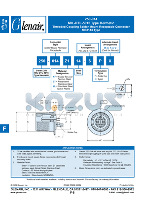 250-014FT14-6PX datasheet - Threaded Coupling Solder Mount Receptacle Connector