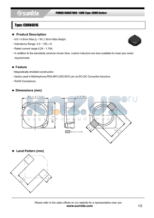 CDRH4D16NP-150M datasheet - POWER INDUCTORS