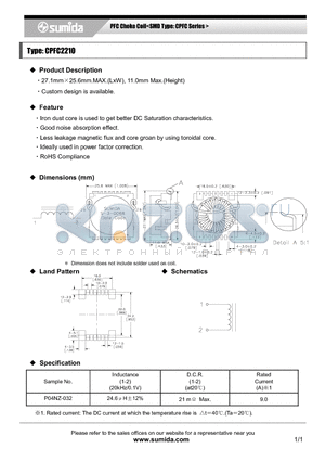 CPFC2210 datasheet - PFC Choke Coil<SMD Type: CPFC Series >