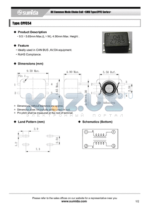 CPFC54 datasheet - DC Common Mode Choke Coil